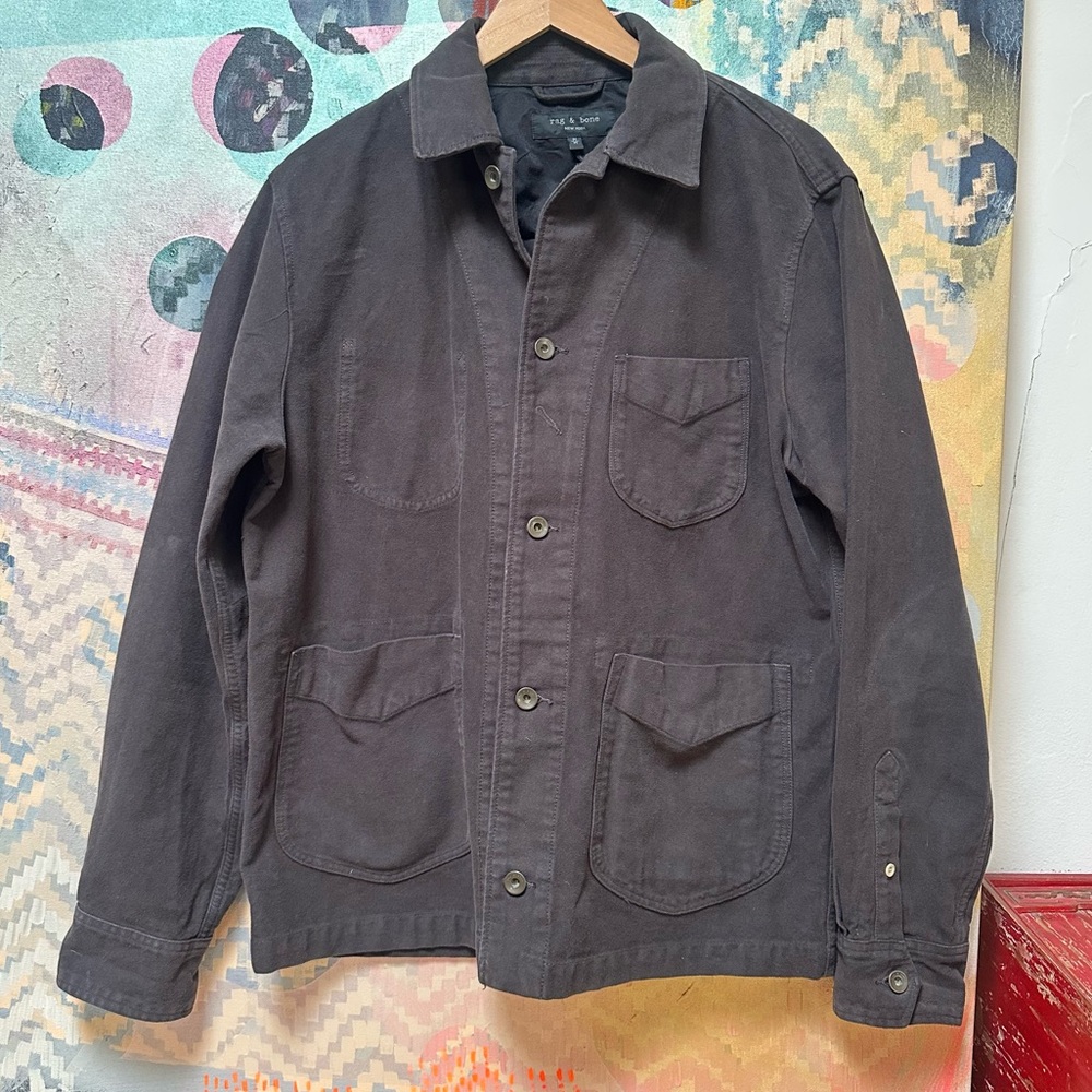 Mens Rag & Bone Mace Cotton Moleskin Shirt Jacket in Espresso Brown Sz M - Picture 2 of 10